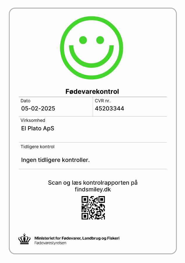 El Platos smileymærke fra fødevarekontrollen den 5. februar 2025